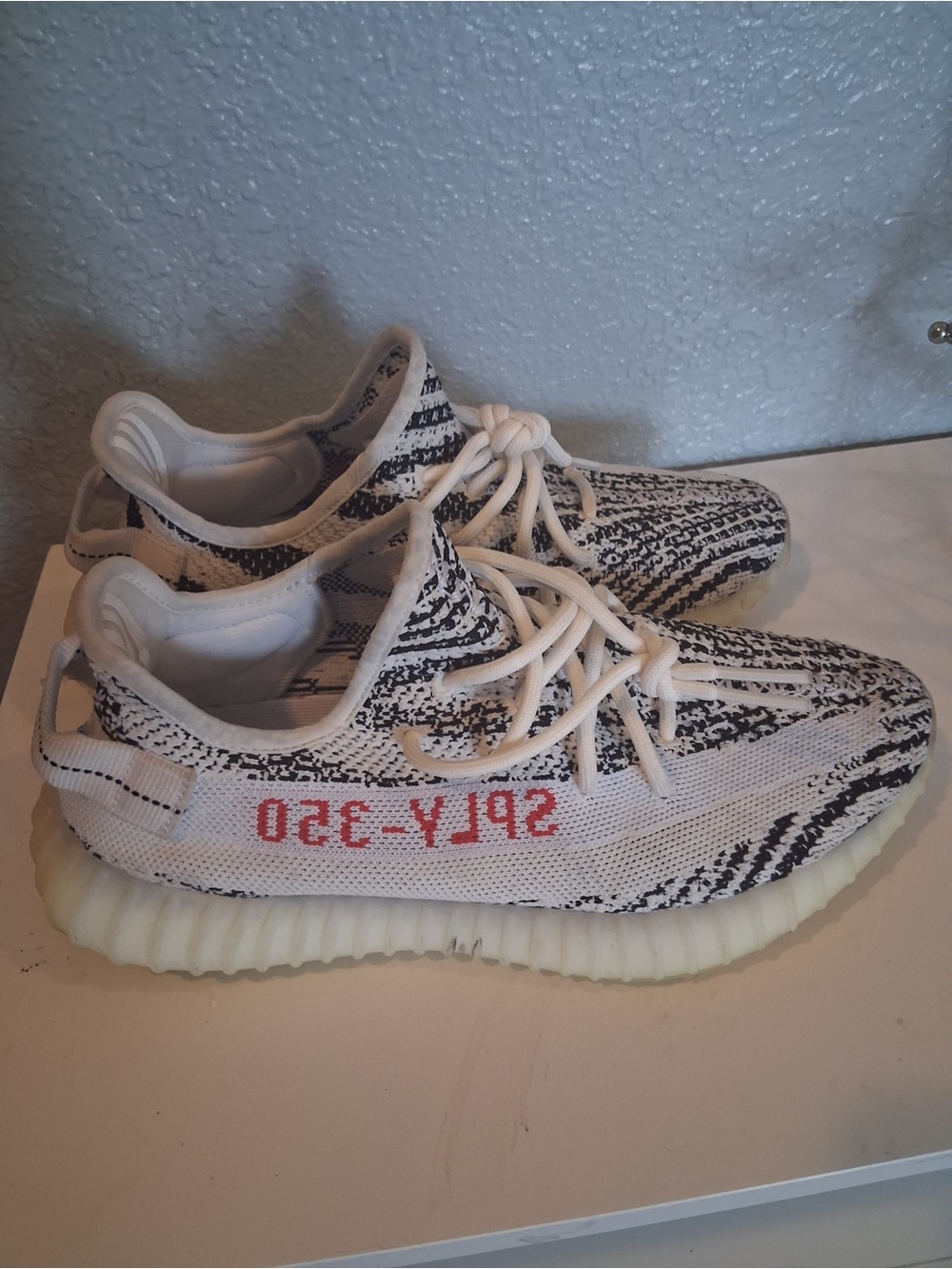 Yeezy Boost 350 V2 Zebra White Black with Red Text
